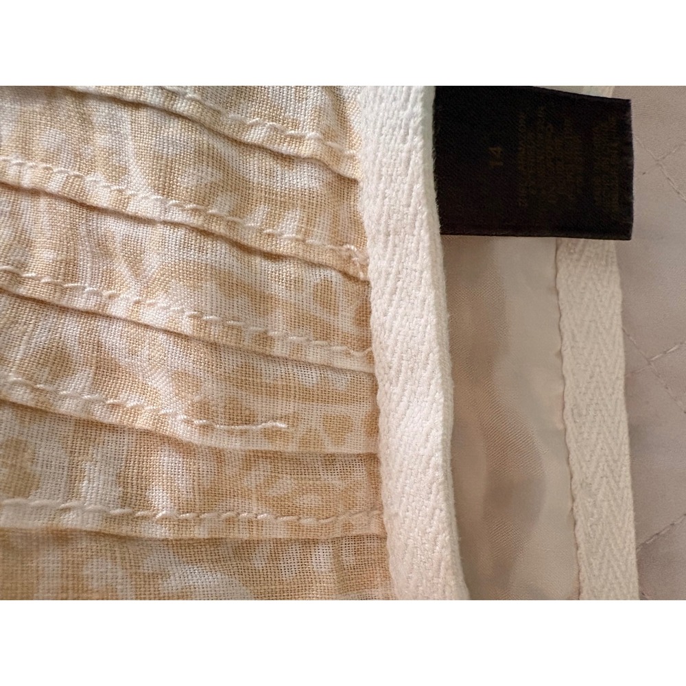 Liz Claiborne Skirt Womens 14 Tan Paisley Linen Blend Good Pleated A-Line Knee - Picture 10 of 10